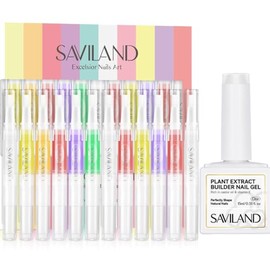 SAVILAND SAVILAND Natural Cuticle Oil Pen with Clear Builder Nail Gel: 12PCS Revitalizing Cuticle Oil Vitamin E for Repair Cuticles Cuticle Softener Nail Strengthener Protector for Damaged Skin Thin Nail
