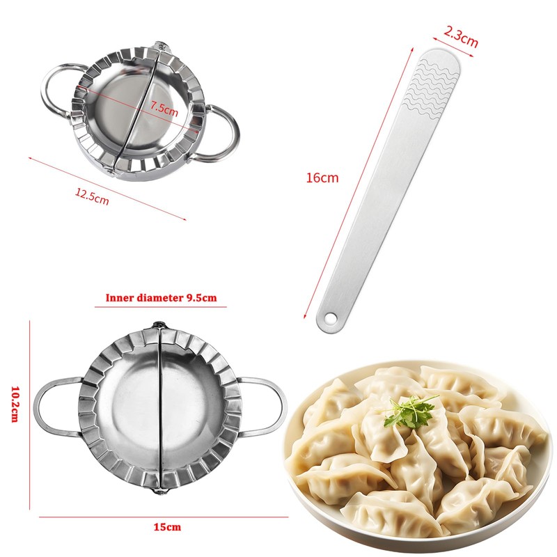 Set of 3 Stainless Steel Mouth Bag Maker, Dumpling Maker,