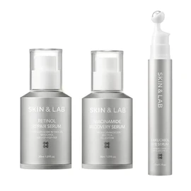 SKIN & LAB Vegan Retinol Serum, 1.0 fl oz (30 ml), Vegan Bactiol Eye Serum, 0.5 fl oz (15 ml), Vegan Niacinamide Recovery Serum, 1.0 fl oz (30 ml), Special Aging Care, Serum, 3 Types Set