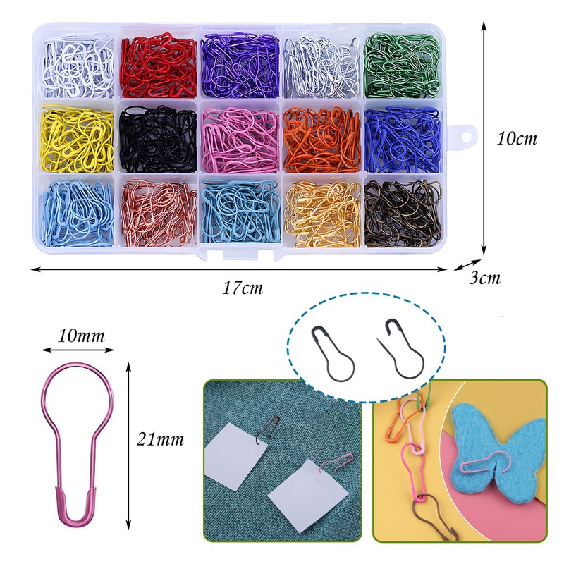 iJiZuo 450pcs Safety Pins with Clear Case(15 Colors)