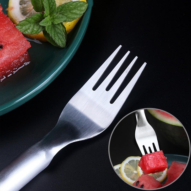 Premium Stainless Steel Watermelon Slicer Fork Set - 2-in-1 Cutter