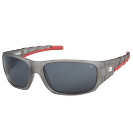 Caterpillar Men's Coffer Polarised Sunglasses Rectangular Matte Grey Crystal 63 mm, crystal