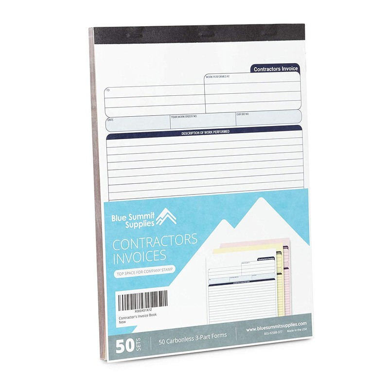 Blue Summit 50 Contractor Invoice Receipt Books, Estimate Book Contractor