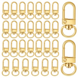 30Pcs Metal Lobster Clasps, Gold Keychain Clip, Swivel Lanyards Bag Charm Clip, Gold Clasp for Jewelry Purse Making DIY Key Rings Art Crafts
