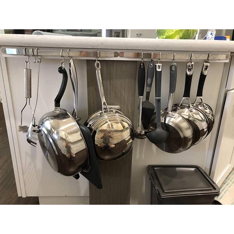 eForwish Stainless Steel Kitchen Utensil Racks Holder Hanging Rail Organize