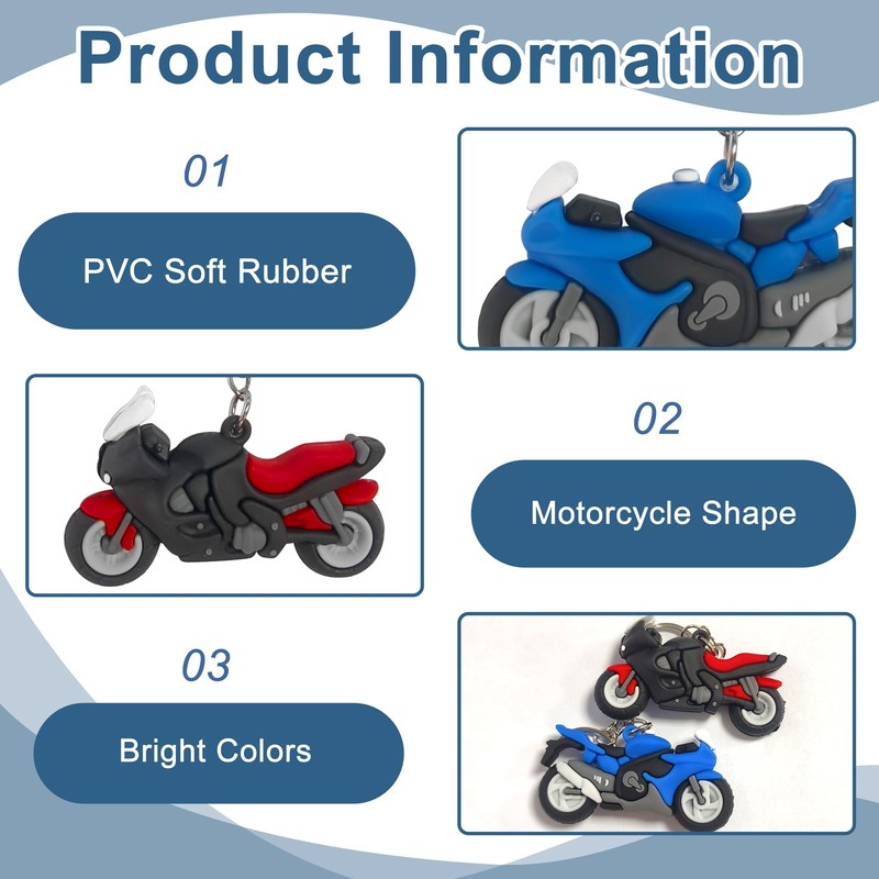 Pack of 2 PVC Mini Motorcycle Key Chains - Imitation