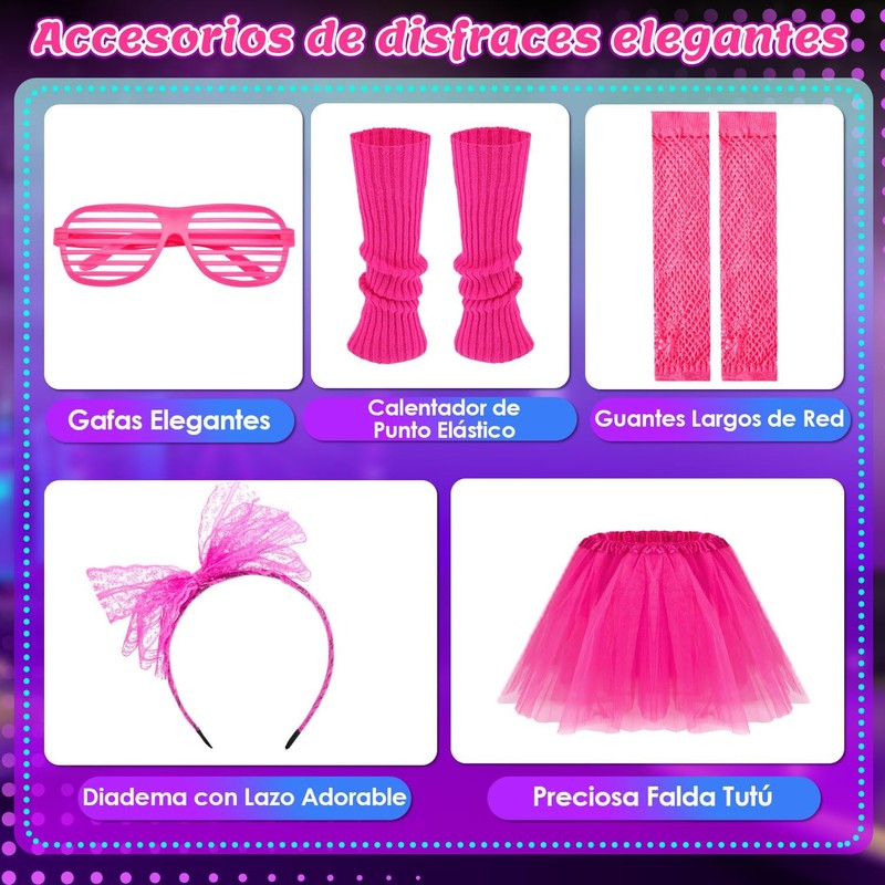 Lukovee Disfraz de los 1980 Mujers, 24 Conjunto de 80's