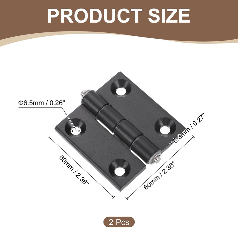uxcell 2Pcs Zinc Alloy Mini Folding Hinges, 60mmx60mm Small Cabinets