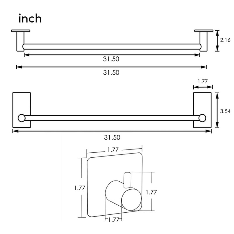 Taozun Towel Bar - 32 Inch Towel Holder with 2