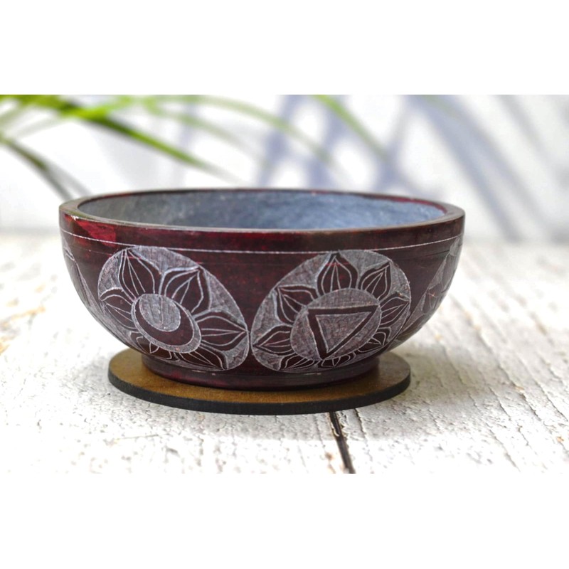 Carved Soapstone Serving,Incense Burner,Cleansing, Burning Sage, Smudge Bowl 5" x