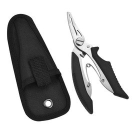 Fishing Pliers, Stainless Steel Fishing Locking Pliers, Salt Water Resistant Hook Remover, Split Ring Pliers, Fishing Pliers for Hook Remover, Line Cutting and Split Ring (Black)