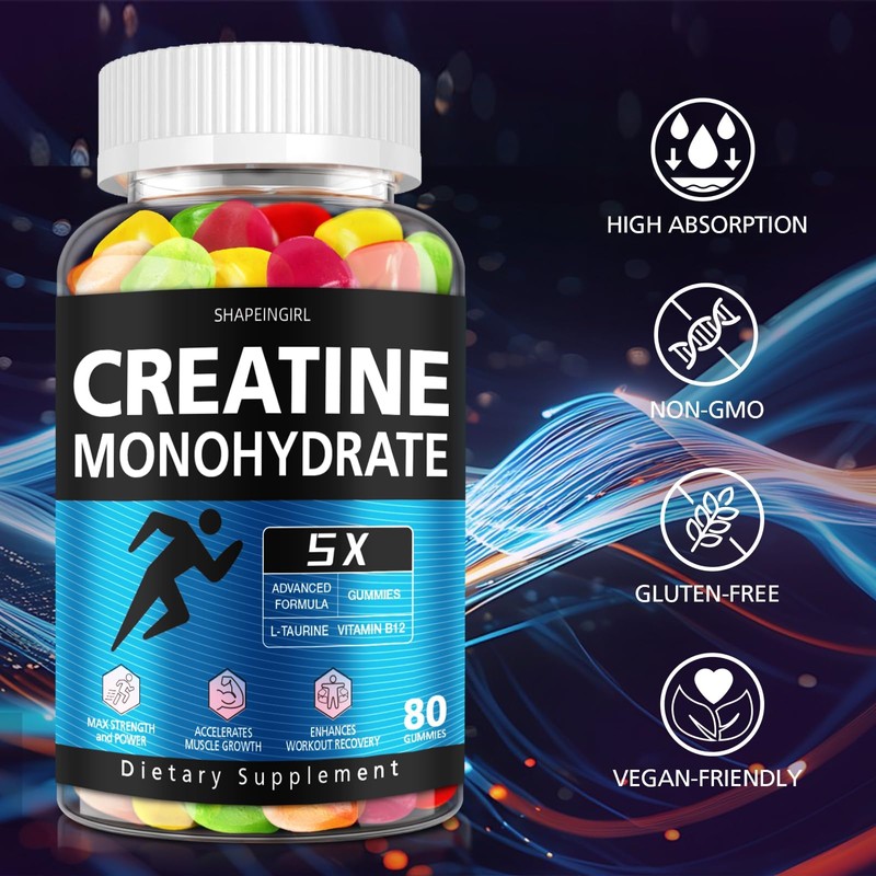 SHAPEINGIRL Creatine Monohydrate Gummies - Clean Creatine for Women Men