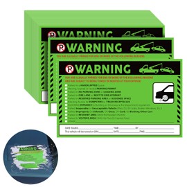 Chivertion 100 Pack Parking Violation Stickers Tow Warning Stickers, 5 x 8 Inch Hard to Remove You are Illegally Parked No Parking Warning Labels, Fluorescent Green Multi Reasons Car Notice Labels