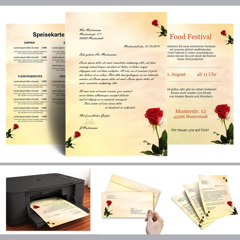 Writing Paper Set 40 Pieces Rose Design Baccara Roses 20