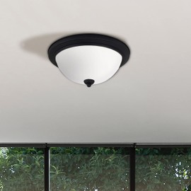 Generation Lighting 2-Light Geary Transitional Flush Mount Ceiling Lamp Midnight Black 77064-112, Ceiling Light Fixture for Home Decor, Ceiling Mount Light for Bedroom, Kitchen, Living Room Décor