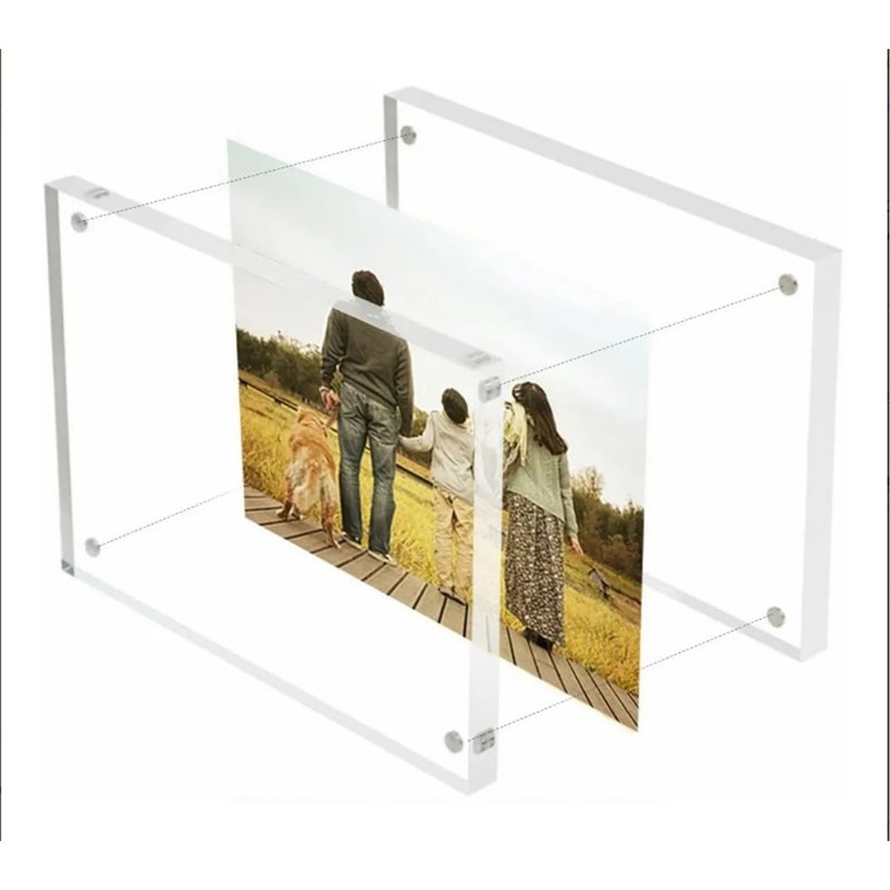 Acrylic Photo Frame Crystal Clear Frameless Double Sided Freestanding Photo