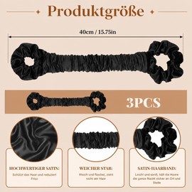 3-Piece Heatless Curls Curler Set, Curling Band Overnight for Natural Curls without Heat, Overnight Blowout for All Hair Types, Gentle Styling for Stressed Hair, Black