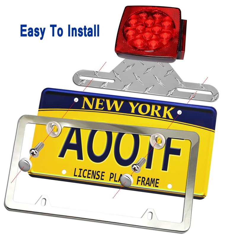 Aootf Trailer License Plate Bracket Holder- Truck/RVs/Boats Aluminum Car Tag