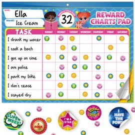 Behavior Chart for Kids at Home - Pad with 26 Reward Chart for Kids 2100+ Stickers - Transform Daily Responsibilities into Positive Habits, Empower Your Kids to Learn, Grow and Develop Lifelong Skills