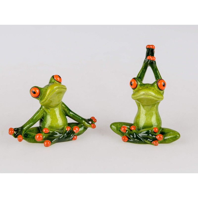 Decorative frog figure sitting in yoga posture, 1 of 3