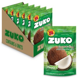 Zuko Coconut Instant Powder Drink | Family Pack | No Sugar Needed | Vitamin C | 14.1 Ounce (Pack of 6)