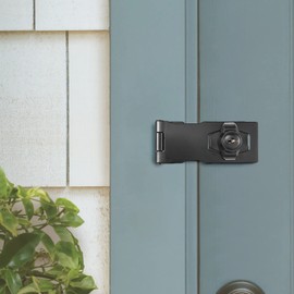 Lpraer Pack of 2 Safety Hasps Lockable 119 mm Hasp Lock with Lock Hasp Lock for Doors Cupboards Windows (Black)