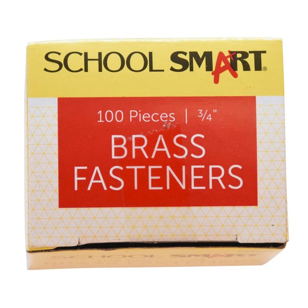 School Smart Brass Plated Fasteners - 3/4 inch - Box