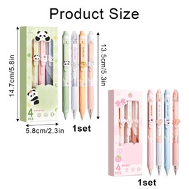 pozuauoa 8PCS Cute Animal and Heart Shape Erasable Pen Set, Cute Stationary 0.5mm Pen Erasable Gel Pens, Multicolored Kids Stationary Pens for Kids, Gift for Children (Blue & Black)
