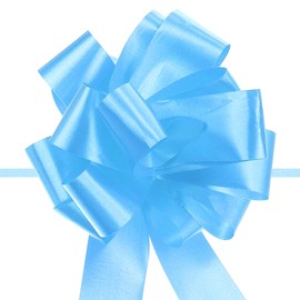 Unifizz 20pcs 5 Inch Light Blue Pull Bow Big Gift Bows Solid Color Plastic Flower for Wedding Car Baskets Presents Christmas Party Decoration