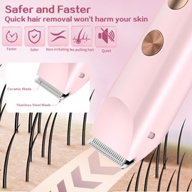 2026 Upgrade Bikini Trimmer for Women, 2 in 1 Dual Head Electric Shaver with LED Display, IPX7 Waterproof Body Pubic Hair Trimmer Rechargeable Electric Razor for Armpit Leg Body Facial Wet & Dry Use