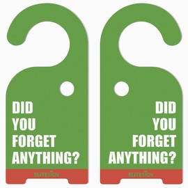 Did You Forget Anything Door Hanging Sign, 2 Pack Double Sided Doors Knob Signs Green, PVC Notice Sign Smart Reminder For Office Home Dorm Hotel, 7.7"x3.5"
