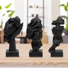 3 Pcs Thinker Statue, Silence is Gold Abstract Art Figurine,