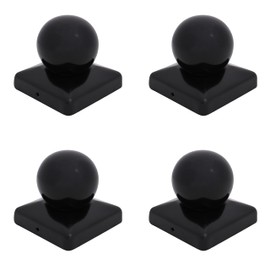 Square Metal Black Fence Gate Post Cap With Ball Flange 100mm x 100mm 4"