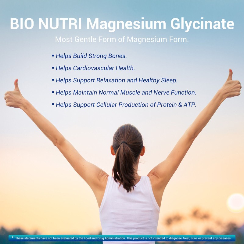 Bio Nutri Magnesium Glycinate For Improved Sleep Stress Anxiety Relief