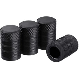JacobsParts Tire Valve Stem Caps, Black, 4 pcs/Pack, Anodized Aluminum Tire Valve Cap Set, Corrosion Resistant, Universal Stem Covers for Cars Trucks Motorcycles SUVs and Bikes
