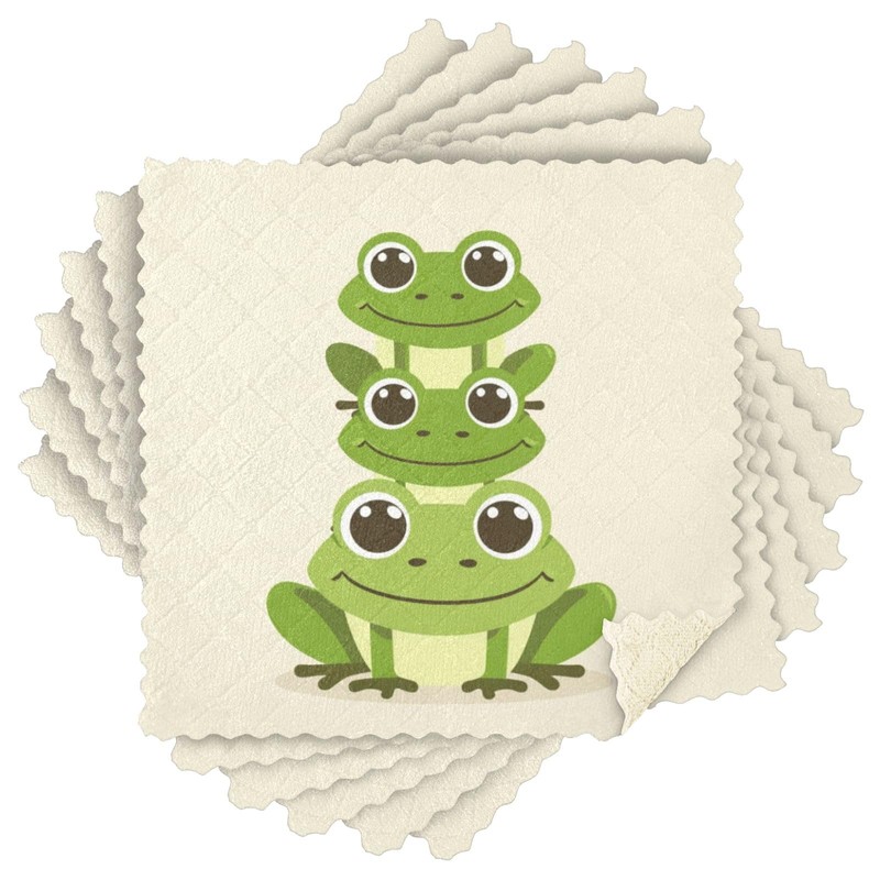 senya Overlay Frog Print Dish Cloths 6 Pack Dish Towels