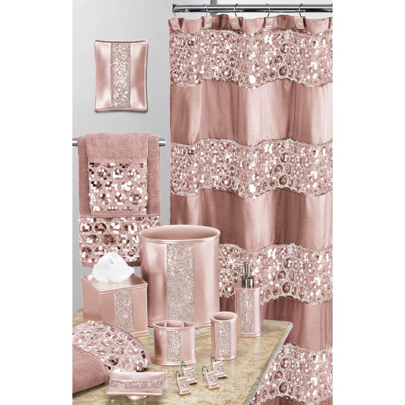 Zahari Home Sinatra Bathroom Shower Curtain Glamorous Bling Fabric Shower