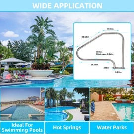 KUAFU Swimming Pool Handrail Stainless Steel Polishing Silver Ladder Step Handrail W/O Anchors