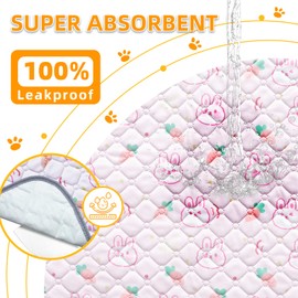 2 Pack Washable Guinea Pig Pee Pads, 24" x 47" Waterproof Reusable Guinea Pig Cage Liners, Super Absorbent Leak-Proof Non-Slip Bedding Training Mat for Small Animals Rabbit Hamster - Pink