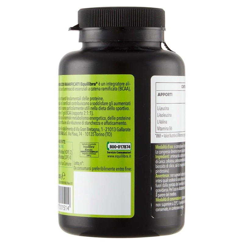 Equilibra Integratori Alimentari, Aminoacidi Ramificati, Integratore per Sportivi, a Base