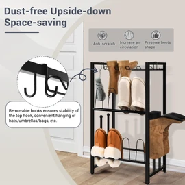 GADFISH Free Standing Shoe Racks, Vertical Boot Rack, Black Metal Boot Storage Organizer Tall Boots Organizer for Closet, Entryway, Shoe Rack for Boots, Sneakers, Fit 8 Pairs