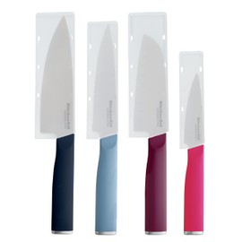 KitchenAid 4-Piece Chef Knife Set with Blade Covers, 6-Inch Chef Knife, 5-Inch Santoku, 5.5-Inch Serrated Utility, 3.5-Inch Paring High-Carbon Japanese Steel, Assorted Colors