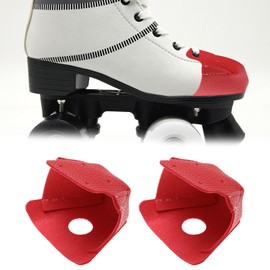 ECSiNG 1 Pair Anti-Friction Roller Skate Toe Cap Guards Protectors PU Leather Skate Cap Cover with 4 Holes for Roller Skate Replacement Accessories Red