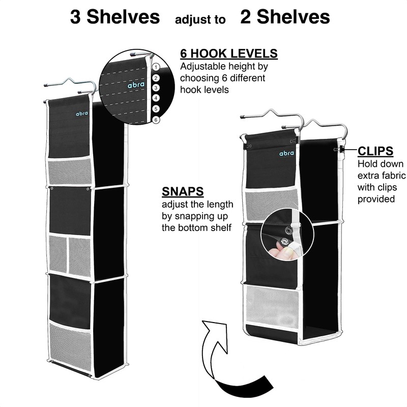 ABRA® 3 Shelf Hanging Locker Organizer for School, Work, Gym