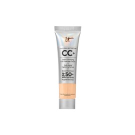 IT Cosmetics Your Skin But Better CC+ Cream Travel Size, Light Medium - Color Correcting Cream, Full-Coverage Foundation, Hydrating Serum & SPF 50+ Sunscreen - Natural Finish - 0.4 fl oz