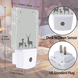 Jopowide Abstract Deer Night Light, Birch Tree Night Lights Plug into Wall Decor for Bedroom, Bathroom, Hallway, Kitchen, Dusk to Dawn Sensor Nightlights for Girls Women Room Gifts