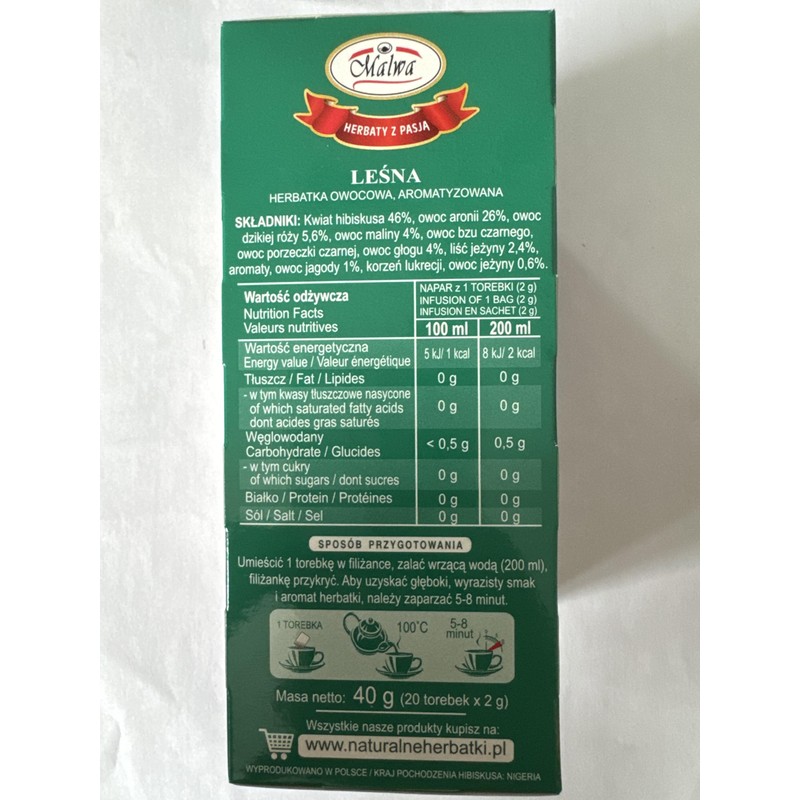 Malwa Herbata Owocowa - Lesna (Forest Fruit Tea), Poland, Pack