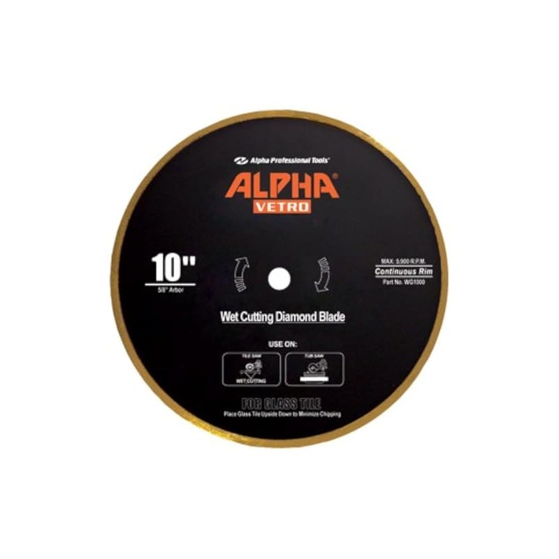 10" Alpha Vetro Glass Diamond Blade 5/8" arbor