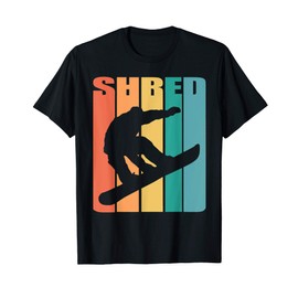 Snowboard Retro 70s Picture Silhouette Regalo Snowboard Maglietta
