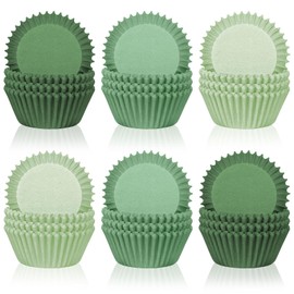Whaline 300Pcs Green Cupcake Liners Sage Green Dark Green Light Green Baking Cups Gradient Green Wedding Cupcake Wrappers for Wedding Bridal Baby Shower Birthday Party
